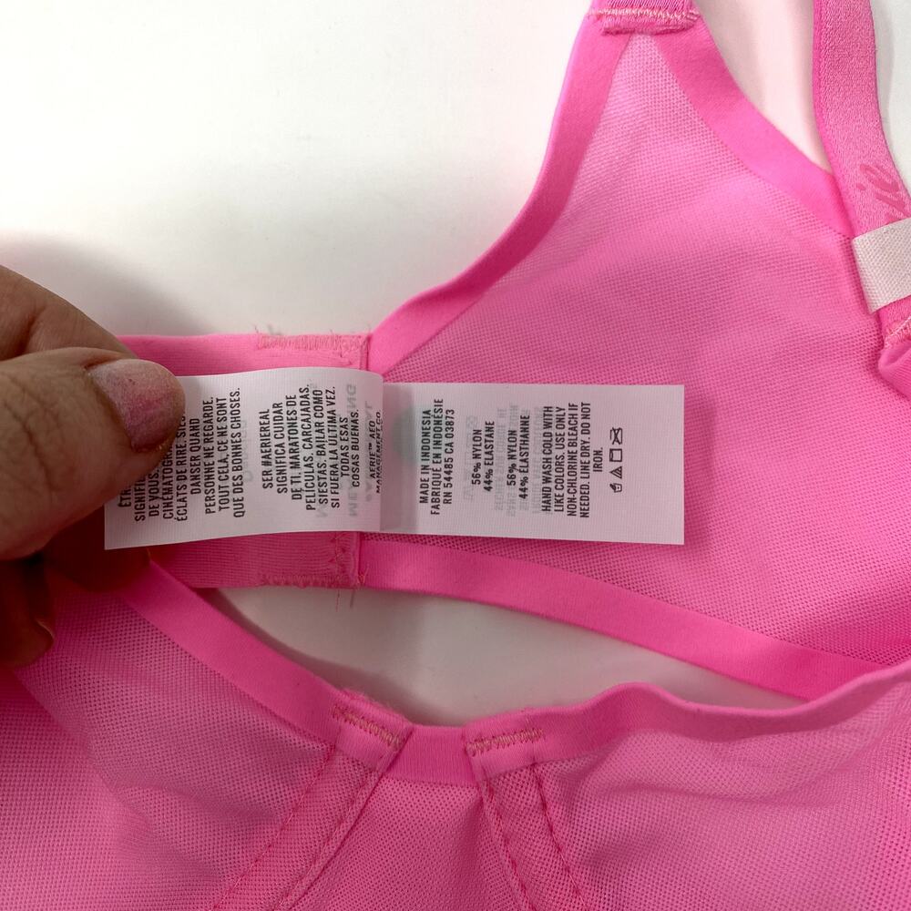 NEW Aerie Smoothez Hot Pink Mesh Unlined Wired Preppy Balconette Bra 36C - Picture 2 of 3